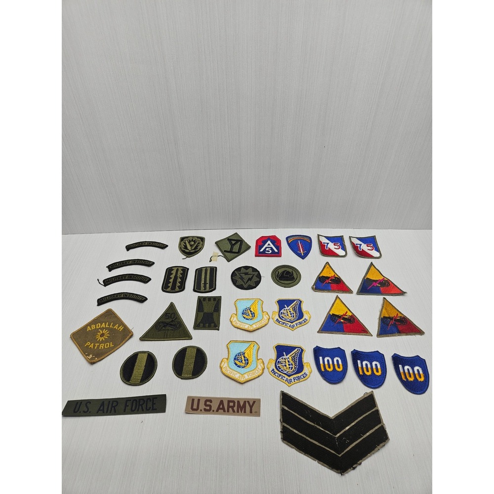 Vintage Military Patches Lot - US Army, Air Force, Abdallah Patrol, Pacific